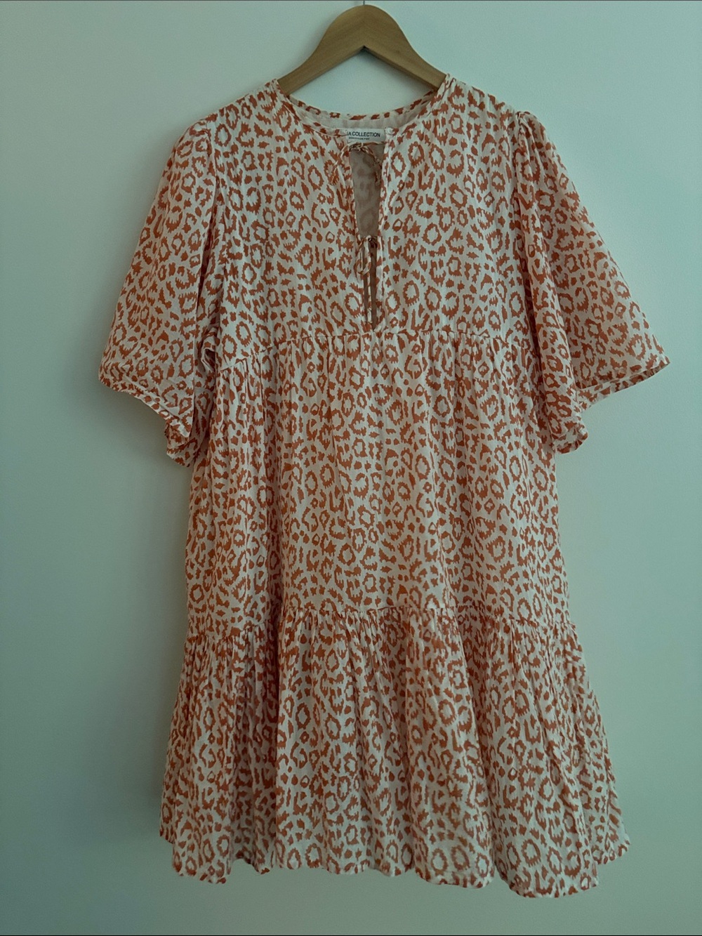 Emerson Fry India Collection Isla Mini Dress Sun Baked Tie Neck Flowy Size M/L